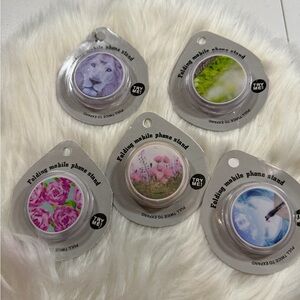 💜3/$15 POP SOCKET Folding Mobile Phone Stand Set with Animal and Nature Designs